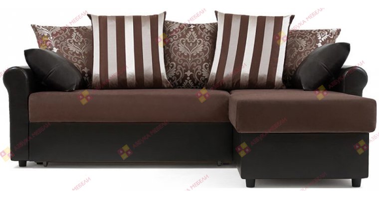 Рейн-Люкс  Страйп Темный угловой диван