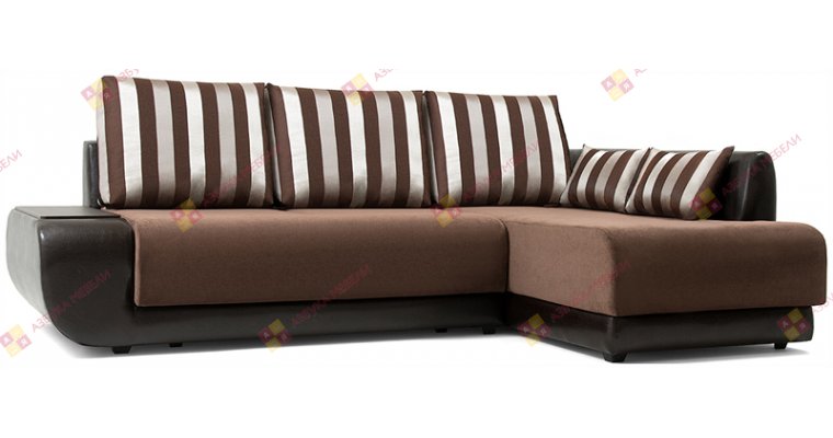 Нью-Йорк (Поло) Страйп Коричневый угловой диван