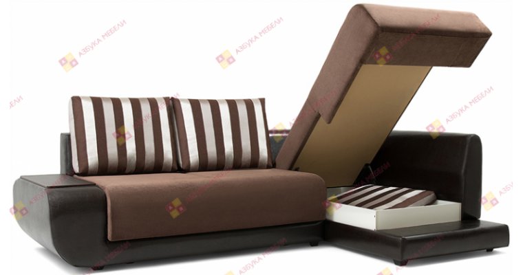 Нью-Йорк (Поло) Страйп Коричневый угловой диван