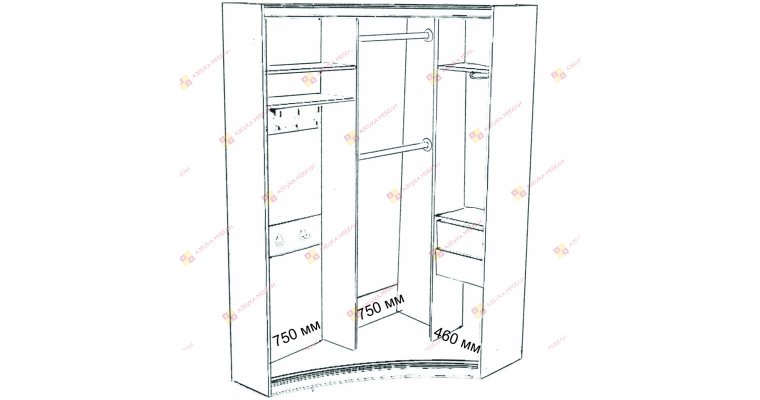 Прадо угловой радиусный шкаф-купе