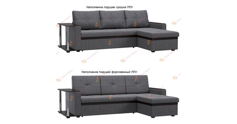 Атланта Рогожка Грей диван угловой